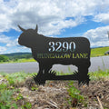 Highland Cattle Shaped Metal Address Sign