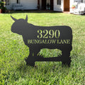 Highland Cattle Shaped Metal Address Sign