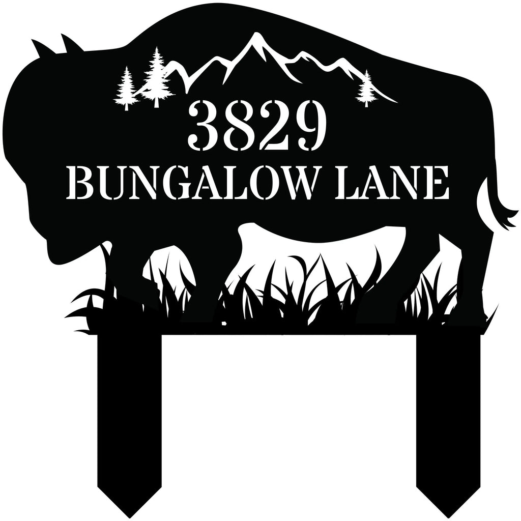 Bison Metal Address Sign