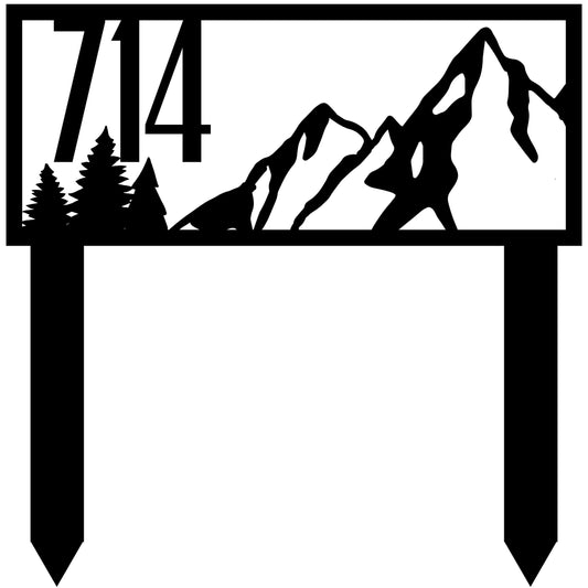 Mountain & Pine Metal Address Sign