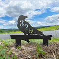 Raven on Log Metal Address Sign