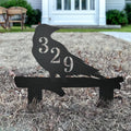 Raven on Log Metal Address Sign