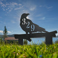 Raven on Log Metal Address Sign