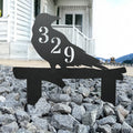 Raven on Log Metal Address Sign