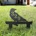 Raven on Log Metal Address Sign