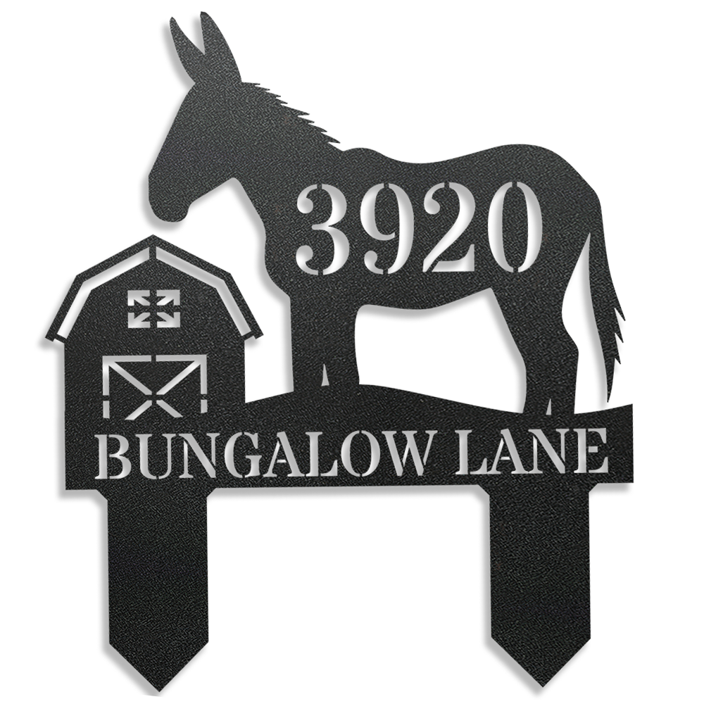 Donkey & Barn Metal Address Sign