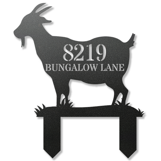 Goat Shaped Metal Address Sign