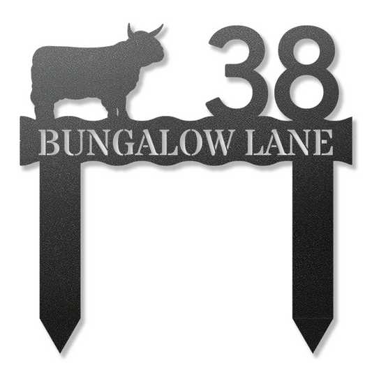 Highland Cattle Metal Address Sign