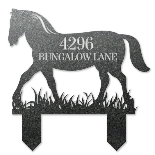 Horse Shaped Metal Address Sign