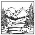 Mountain Range with Bear Metal Wall Art