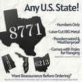 State Shaped Metal Address Sign (Any State!)