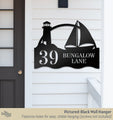 Lighthouse & Sailboat Metal Address Sign
