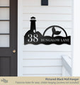 Lighthouse & Whale Tail Metal Address Sign