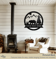 Custom Bear & Mountains Circular Hanging Metal Sign