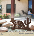 Coyote and Cactus Metal Address Sign One Bungalow Lane