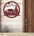 Custom Bear & Mountains Circular Hanging Metal Sign
