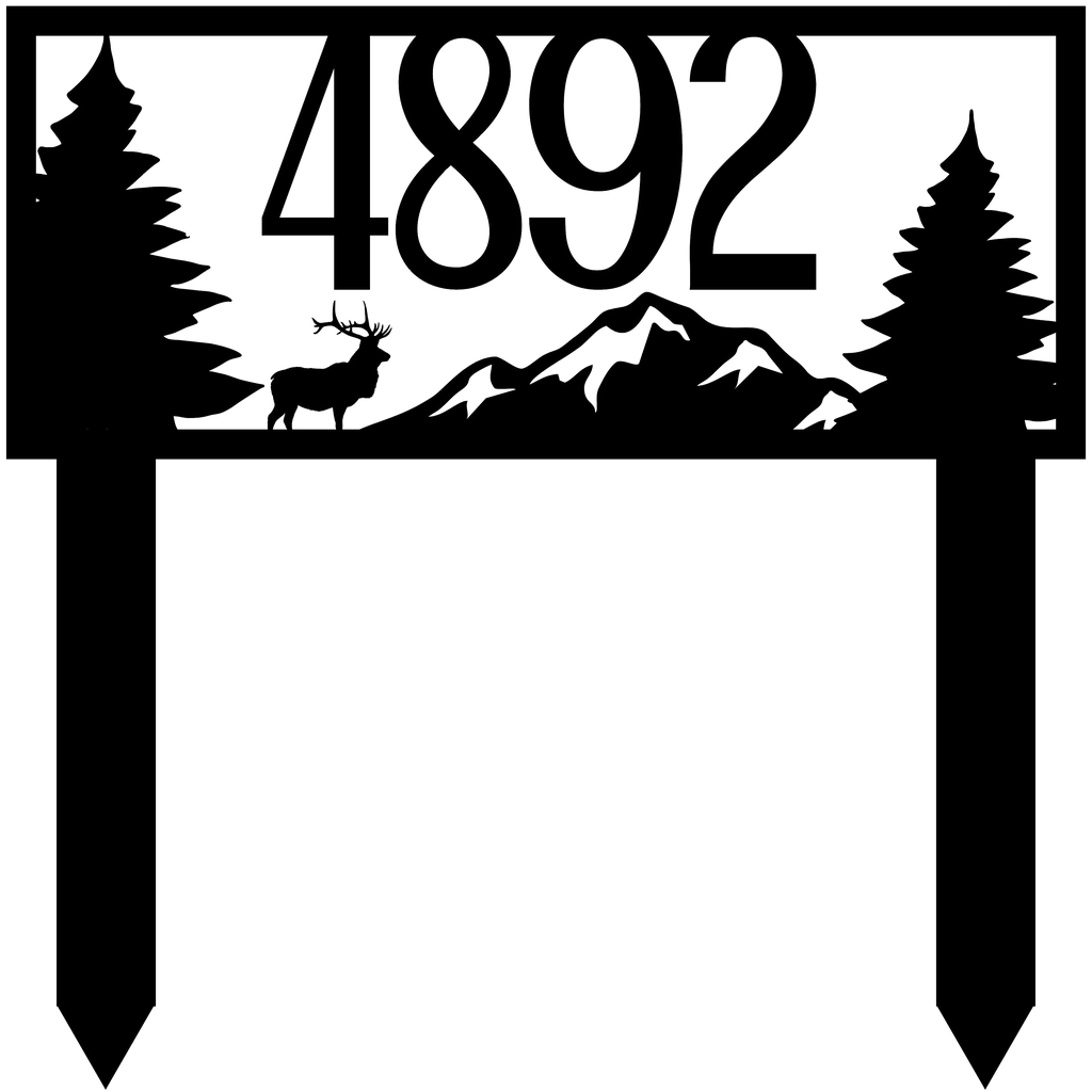 Elk Mountain & Pine Metal Address Sign