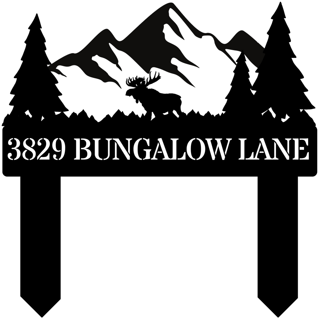 Moose & Mountains Metal Address Sign