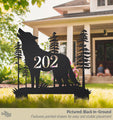 Howling Wolf Metal Address Sign One Bungalow Lane