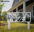 Mountain & Pine Metal Address Sign One Bungalow Lane